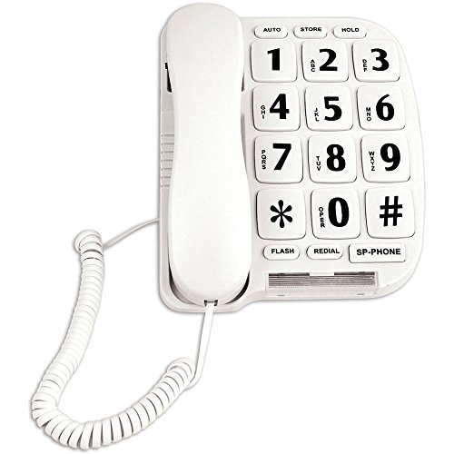 JaxFone JF11W Big Button Corded Phone for Elderly Amplified Phones for Hearing Impaired Seniors with Loud Handsfree Speakerphone