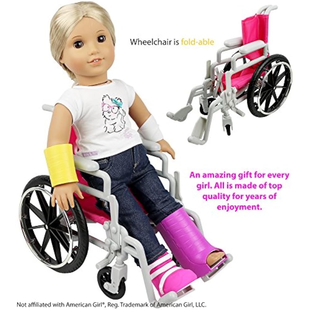 Click N&39 Play Doll Wheelchair And Crutches Set, Perfect For 18 Inch