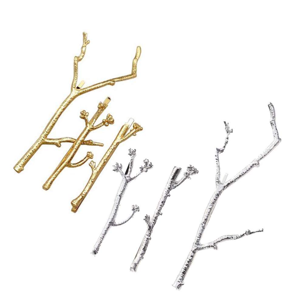 Minkissy Tree Branch Hair Pin, 6pcs Metal Hairpin Hair Clip Metal Branches Hairpin Hair Accessories for Women Girls