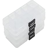 Yansanido 4 Pcs 10 Grids 5 Inch x 2.5 Inch Adjustable Small Removable Plastic Jewelry Organizer Divider Storage Box Jewelry Earring Tool Containers (Clear Black)