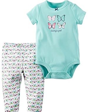 Carters Baby Girls Butterfly Bodysuit Set 6 Months Mint green/white