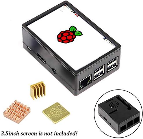 Etoput Case for Raspberry Pi 4B/3B+ (B Plus) and 3.5 inch TFT Touch Screen with Heat Sink, Dual USE, Black