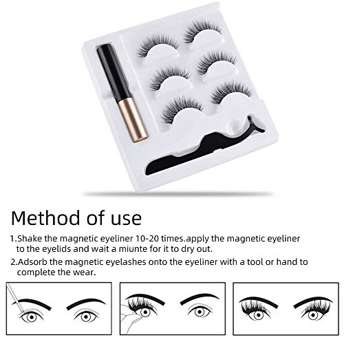 Magnetic Eyelashes With Eyeliner, Magnetic Eyeliner And Lashes, Magnetic Eyelash, Magnetic False Lashes with Magnetic Eyeliners Kit Easy To Wear 3-Style (6-Pieces)