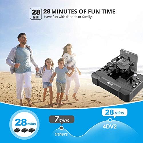 4DRC Mini Drone with 720p Camera for Kids and Adults, FPV V2 Drone Beginners RC Foldable Live Video Quadcopter,App Control,3D Flips and Headless Mode,One Key Return,Altitude Hold,3 Modular Battery