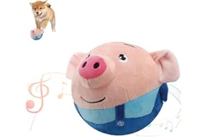 QITELL Active Moving Pet Plush Toy,New Upgraded Interactive Dog Toys, Squeaky Moving Dog Toys for Small to Medium Sized Dogs, Bouncing Plush Dog Toys, Washable (Blue Pig)