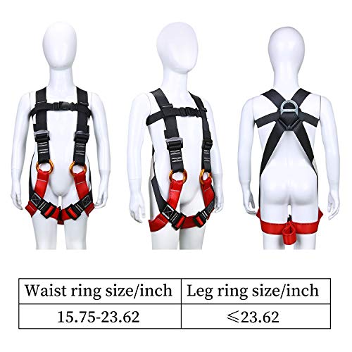 WILDKEN Kids' Climbing Harness Youth Harness Full Body Zipline Safety Harness for Mountaineering Outward Band Expanding Training Rock Climbing Rappelling Equip (Black)