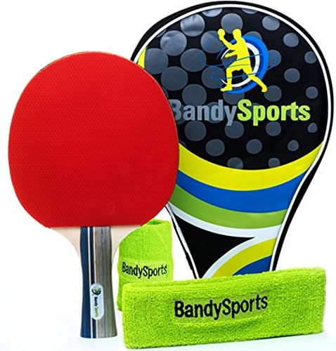 5 Star Professional Ping Pong Paddle for Advanced Training - Table Tennis Racket Bat with Sweat Bands and Comfort Grip Blade, High Performance 2.0 mm Sponge Rubber, Bundle Gift Case by BandySports
