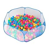 Jacone Portable Cute Hexagon Playpen Children Ball Pit ,Indoor and Outdoor Easy Folding Ball Play Pool Kids Toy Play Tent with Carry Tote (Blue)