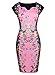 Oxiuly Women's Print Stretch Patchwork Formal Work Midi Pencil Party Dress OX160