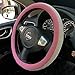 Sino Banyan Diamond Steering Wheel Cover PU Leather Case, with Bling Bling Crystal Rhinestones, Universal 15 Inch Protector for Women, Pink