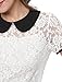 Allegra K Women's Contrast Peter Pan Collar See Through Lace Top White S