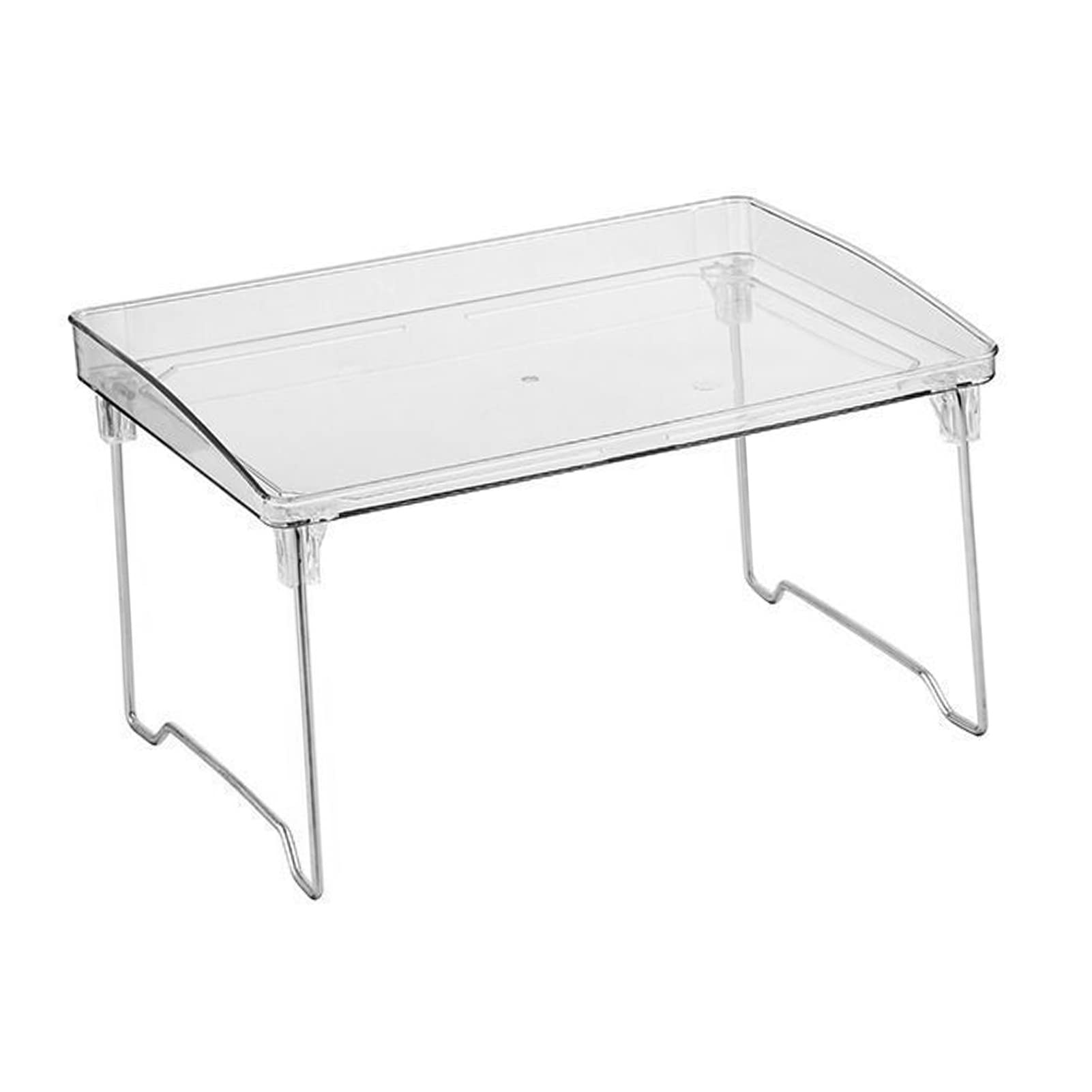Betued Transparent Kitchen Shelves, Stackable Countertop Storage, Folding Shelf Organizer, Plastic Tabletop Rack, Make-Up Organizer Stand