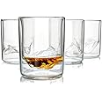Whiskey Peaks Iconic Mountain Bar Glasses, 11.5 oz Capacity, Lead-Free Crystal, Rockies, Set of 4 Cups