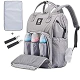 Extra Large Diaper Bag Backpacks, Wide Opening Baby Diaper Bags for Mom Dad, FRANK MULLY Men Diaper Bag with Changing Pad Stroller Straps Insulated Pockets Gray, Perfect Baby Shower Gift