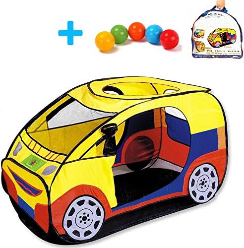 IMOOMI Colorful Cartoon Car Kids Pop Up Play Tent Enough for 1-3 Toddlers at Once - Include Bonus Balls 5 PCS, a [ Pop-up and Twist-fold to Store Easily ] Manual and a Storage Bag