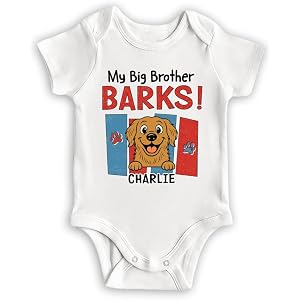 Wrappiness Protected by Dog Baby Onesie for Baby Girl Boy - Personalized Bodysuit Gift Baby Clothes with Pet Design