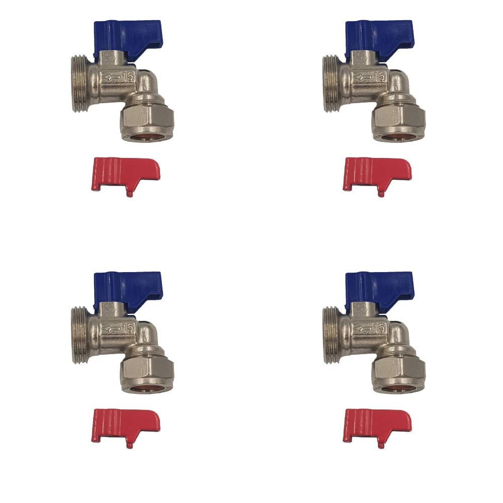 Aumix 15mm x ¾ inch Angled Elbow Washing Machine/Dishwasher Valve x4 — image 1
