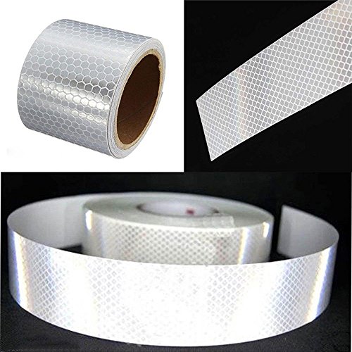 Wesy Micro Prismatic Sheeting Reflective Tape,2" x 27.3 yd,Car Truck Trailer RV Camper Boat Semi,Safety Warning Conspicuity Tape (Silver White)