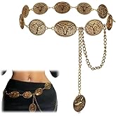 HQZBPT Western Metal Concho Belt for Women Cowgirl Chain Belts for Dresses Jeans Country Concert Outfit Gold belt
