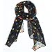 Kobwa(TM) Black Fashion Soft Paris Yarn With Flower Pattern Long Muffler Shawl Scarf Wraps +Kobwa's Keyring