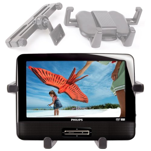 DURAGADGET Attachable Travel Headrest Mount With Extendable Arms For Phillips PD7016/37, Logik L9SPDVD12 & Technika TKPDVD99212