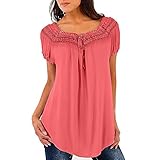 Pengy Clearance Women Boho Loose Lace Chiffon Short Sleeve Blouse Summer T-Shirt Tops(Fulfilled by Amazon)