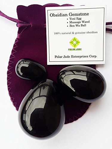 Polar Jade Obsidian Gemstones Eggs 3-PCS Set, for Strengthening Pelvic Floor Muscles, Large, Medium and Small 3 Size, with Instructions, 100% Natural & Genuine (Undrilled, 3 Sizes)