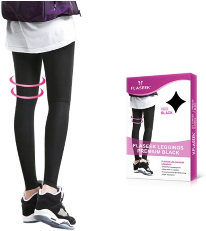 FLASEEK 10 FSP High Compression Leggings Premium Shapewear Skinny Stretchy Pants Black
