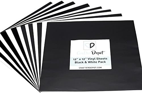 Black and White Vinyl Sheets 16 Count, Includes 4 Matte Black 4 Matte White 4 Black 4 White Adhesive Vinyl for Craft