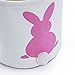 VIPITH Easter Bunny Basket Dual Layer Easter Eggs Foldable Canvas Tote Printed Rabbit and Fluffy Tails Easter Gift Bag for Kids Party (Pink)