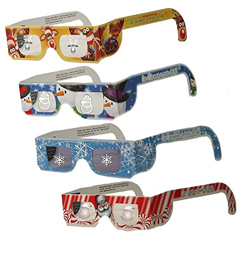 Children’s XMAS Glasses  Holiday Eyes (TM) – 10 Pairs – all 4 Styles – Snowflake, Snowman, Reindeer and Santa