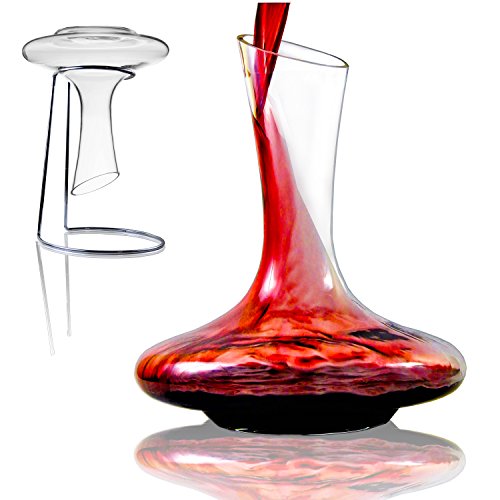 Wine Decanter and Drying Stand with Gift/Storage Box, 1800ml, Wine Decanter, Stainless Steel Drying Stand, Lead Free Crystal Glass, Wine Aerator with Drying Stand, Wine Gift Set