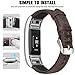 SKYLET Compatible with Fitbit Charge 2 Leather Bands, Retro Genuine Leather Classic Replacement Wristband Compatible with Fitbit Charge 2 with Metal Connector Men Women Small Large (No Tracker)