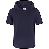 Spring&Gege Boys Light Weight Short Sleeve Hoodie Casual Solid Pullover Hooded T-shirt with Pocket