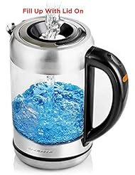 Ovente Glass Electric Kettle With ProntoFill Technology - Fill Up With Lid On