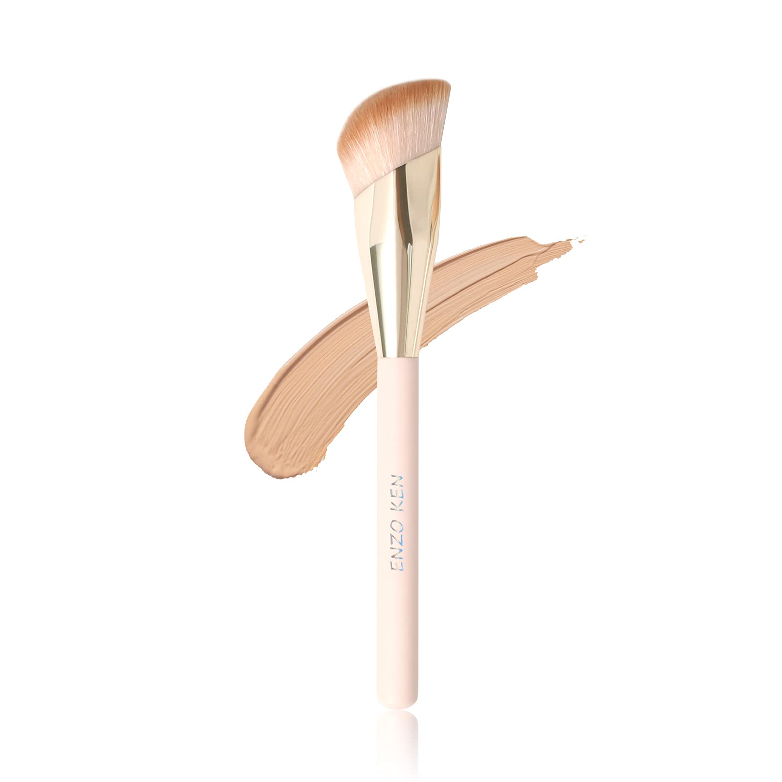 ENZO KEN Angled Foundation Brush, Cream Contour Brush, Foundation Brush for Liquid Makeup, Foundcealer Brush, Makeup Brushes for Liquid Foundation, Liquid Blush Blending, Powder Contour and Bronzer.
