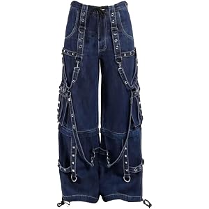 Gothic Bondage Reflector Men Black & Red Pant Alternative Punk Rock Emo Trouser Pants Shorts/USA