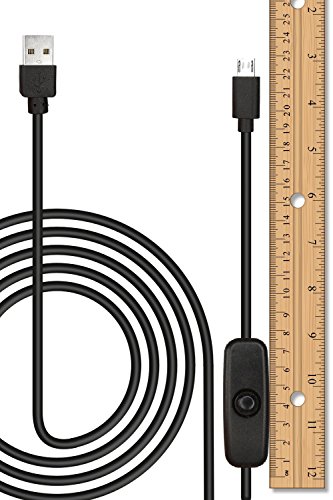 MakerSpot 5ft - 1.5m Long USB 2.0 to Micro USB Extension Cable with Click Button Power On Off for Raspberry Pi Zero W iPhone Smartphone Tablet Charging