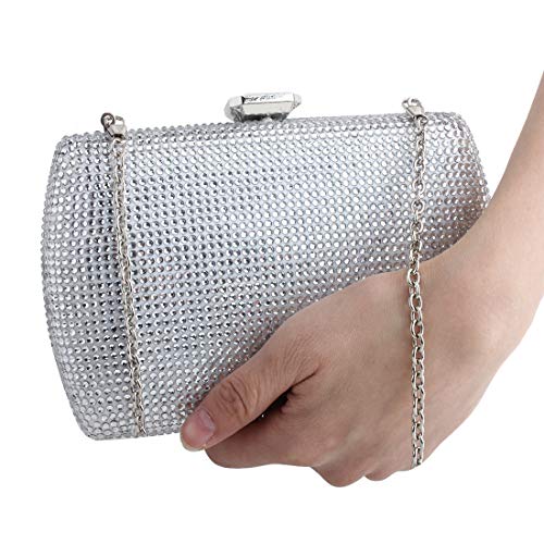 LETODE Sparkling Crystal Evening Clutches Women Evening Handbags Wedding Clutch Bag For Dance Party bag Clutches Purse (SILVER)