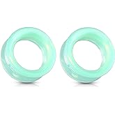 Pierced Owl - Green Opalite Glass Double Flared Saddle Tunnel Plug Earrings, Sold as a Pair