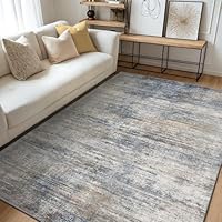 GENIMO Washable Area Rugs for Living Room, 8x10 Modern Non Slip Rugs, Low Pile Lightweight Soft Print Rug for Bedroom, Dining Room, Home Office, Denim Blue Gray