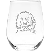 C M Goldendoodle Dog Themed Stemless Wine Glass- 1 Piece - Goldendoodle Gift for Men and Women. 17 oz.