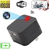 ALON HD 1080P WIFI IP Hidden Camera Wall Plug Mini USB Charger Spy Cam Wireless Nanny Adapter Cameras with Audio Remote View via iPhone/Android APP, PC, Tablet Support Video Loop Recording
