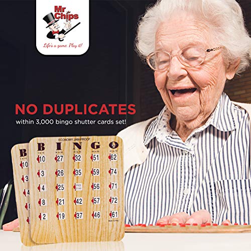 MR CHIPS Bingo Game with 25 JamProof Fingertip Slide Bingo Cards, 75