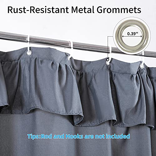 YOSTEV Grey Ruffle Shower Curtain Farmhouse Fabric Cloth Shower