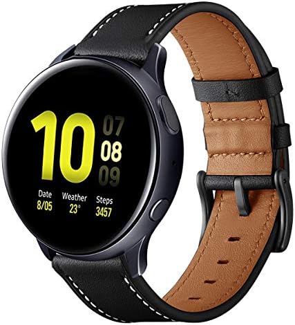 Aimtel Compatible with Samsung Galaxy Watch Active2 40mm Strap/Galaxy Watch Active  2 44mm Band,20mm Leather Strap for Galaxy Active 2/Galaxy Active  40mm/Galaxy Watch 3 41mm (Black) in Oman - KO07JTSXOYF | binge.om