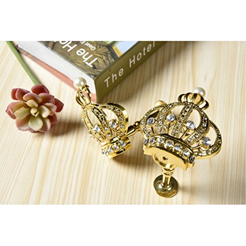 Joyci One Pair Crown Curtain Holdbacks Inlay Crystal Pearl Curtain Tiebacks Unique Drapes holder (Gold)