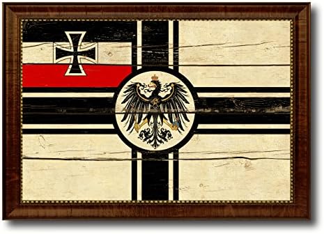 Imperial German Navy 1867-1871 War Military Vintage Flag Canvas Print Home Decor Wall Art Gifts Signs Cards, Brown Frame, 15"x21"