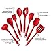 4YANG Silicone Spatula Cooking Utensil Set Heat Resistant Kitchen Gadgets (8 Pieces)-Includes:Turner, Slotted spoon , Ladle ,Spoon, Spoon Spatula, Spoonula, Spatula & Basting brush (Red)