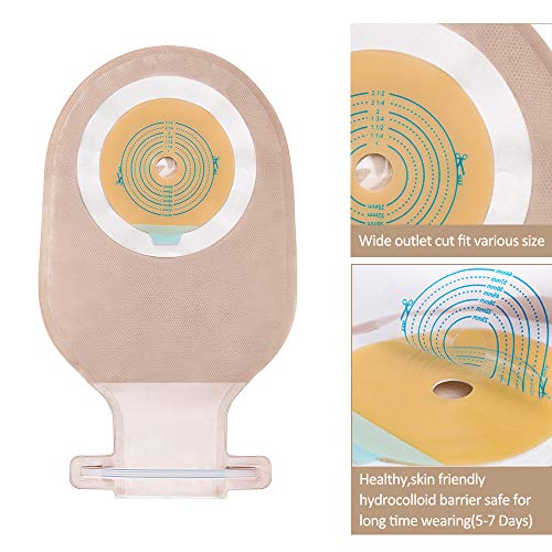 Carbou 1 Piece Ostomy Colostomy Bags with Measure Card,Drainable Pouch